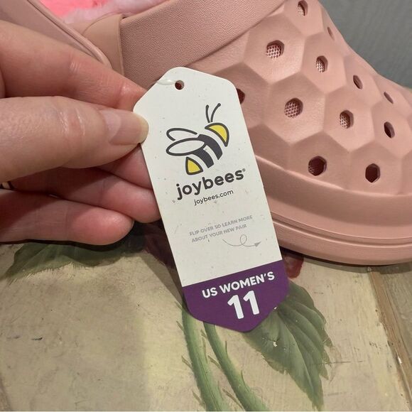 Joybees Pink Plush Lined Clogs Faux Fur Lined Women’s Sz 11 Men’s Sz 9 NWT - Picture 10 of 12